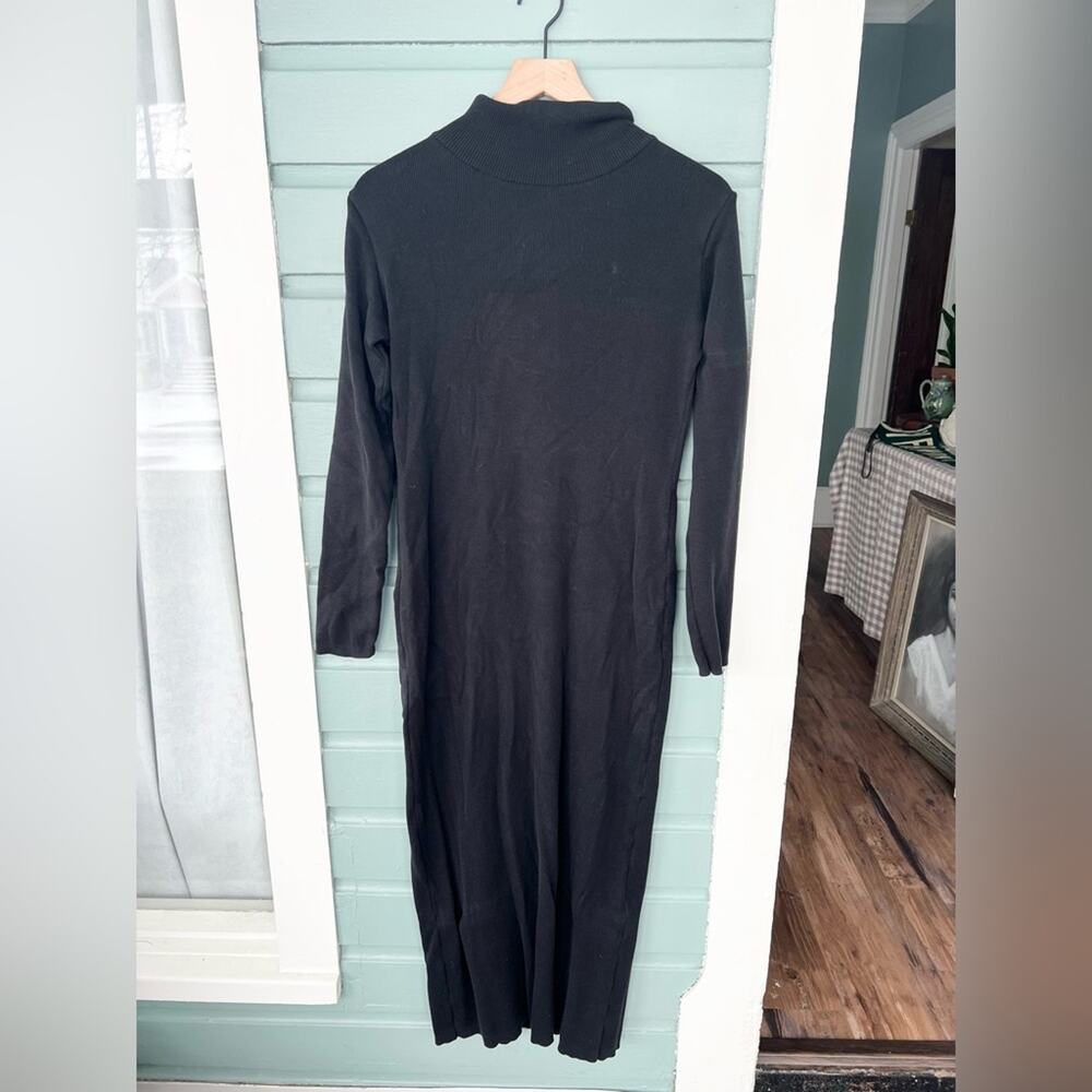 Peruvian connection vintage 100% Pima cotton black turtleneck dress size small